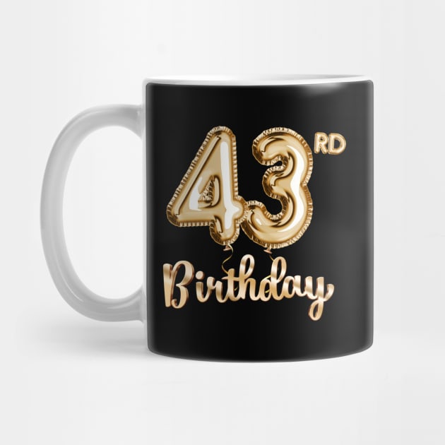 43rd Birthday Gifts - Party Balloons Gold by BetterManufaktur